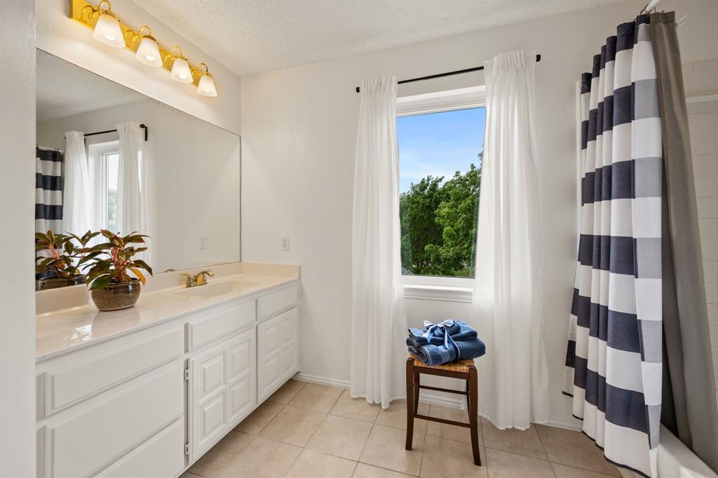 508 Chandler Road Keller, TX 76248 - Photo 24 of 39 a bathroom with a double vanity sink a mirror and a shower