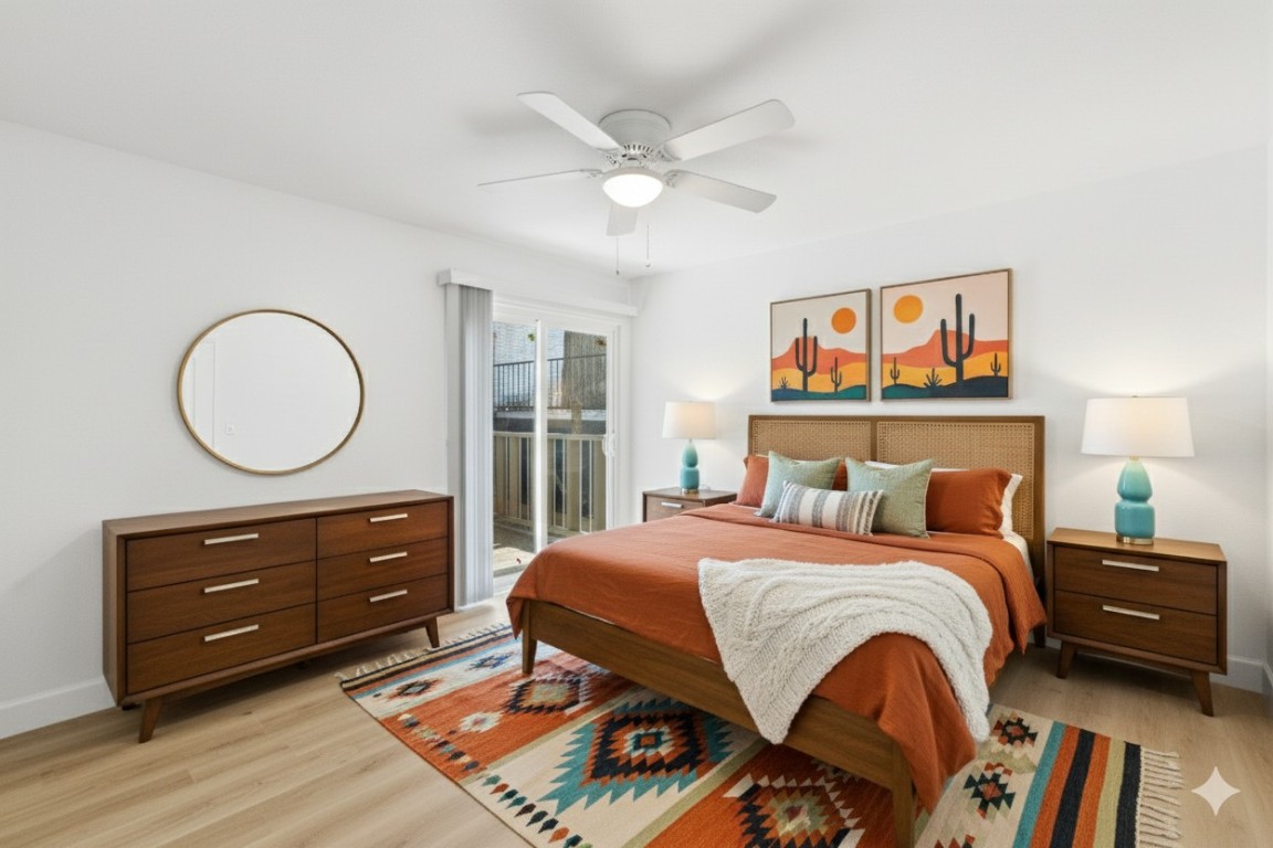 1304 Summit Street, Unit 102 Austin, TX 78741 - Photo 6 of 20 a bedroom with a bed and a dresser