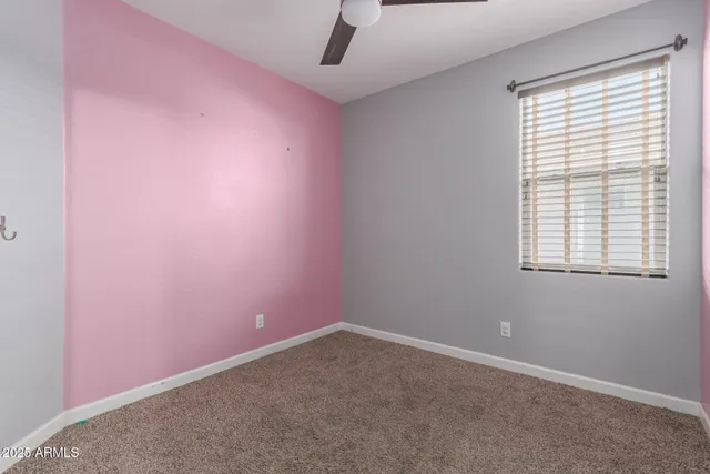 an empty room with a door