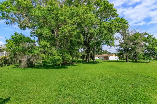 a view of a lake with a big yard