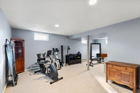 a view of a garden with houses