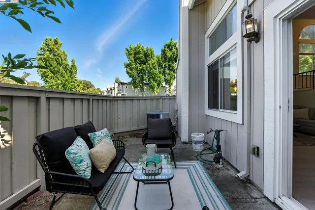 a view of a patio in the balcony