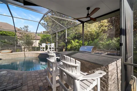 a view of a balcony with chairs