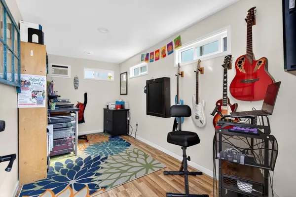 a view of a building with a yard