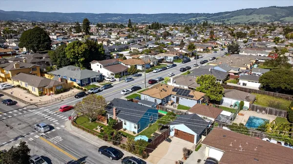 an aerial view of a city