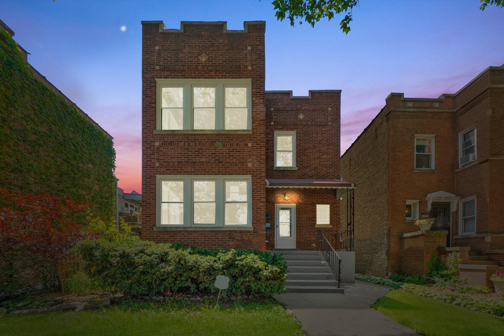 a front view of a house
