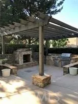 a lobby with chair and tables