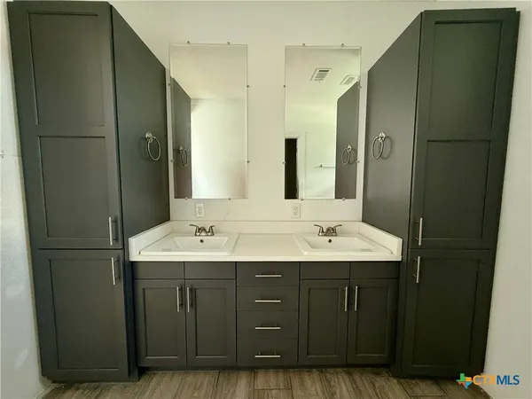 a bathroom with a bathtub