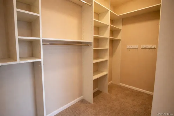 a view of walk in closet with empty racks