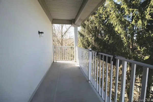 a view of wooden balcony