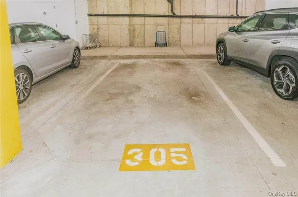 a view of a room with a garage