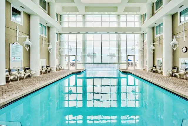 a large kitchen with a large window