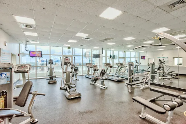 a view of a room with gym equipment