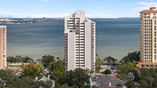 a view of a city with tall buildings