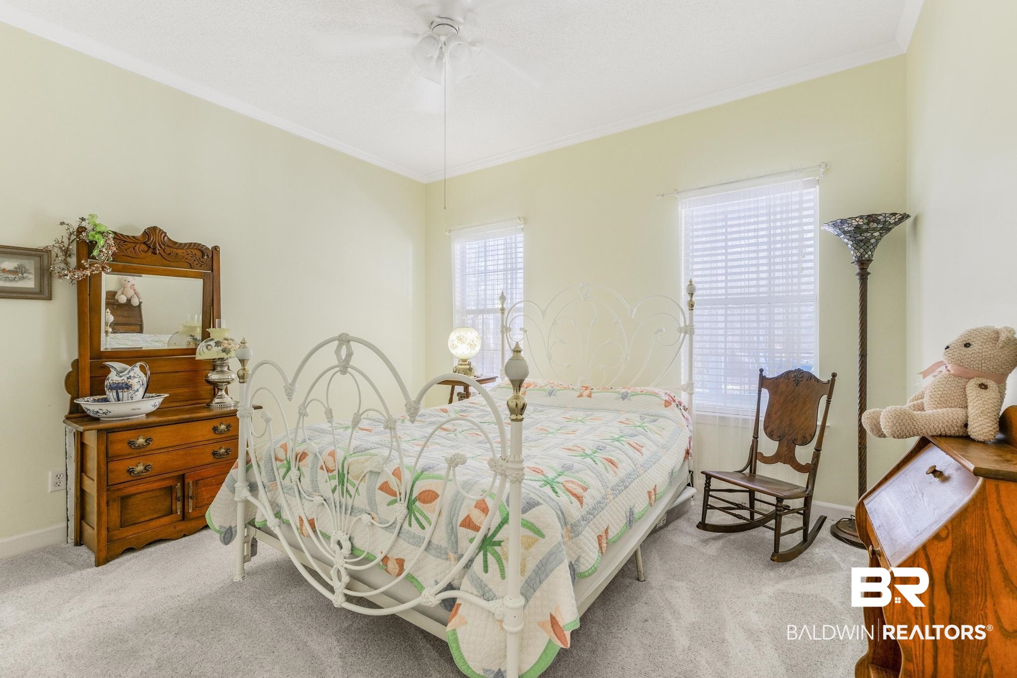 10603 Old Stage Road Stockton, AL 36579 - Photo 25 of 34 Bedroom featuring crown molding, carpet, and ceiling fan