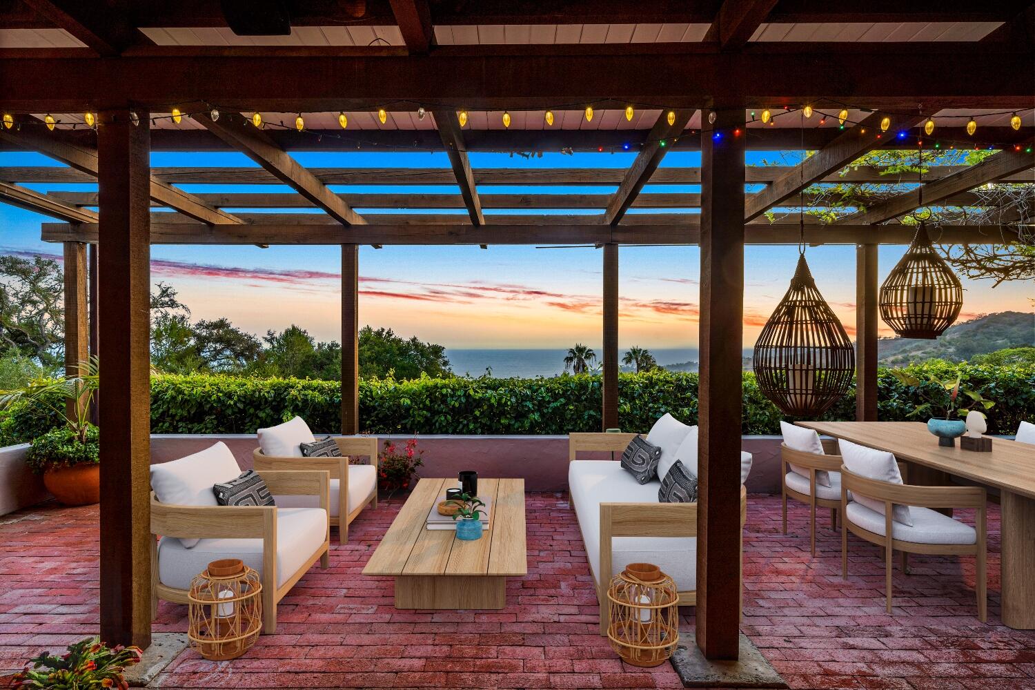 a view of an outdoor sitting area