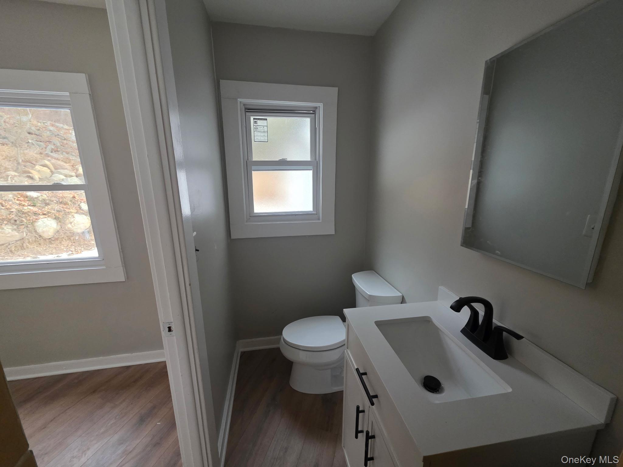 263 South Mountain Road New City, NY 10956 - Photo 21 of 33 Half bath with vanity and dark wood-style floors