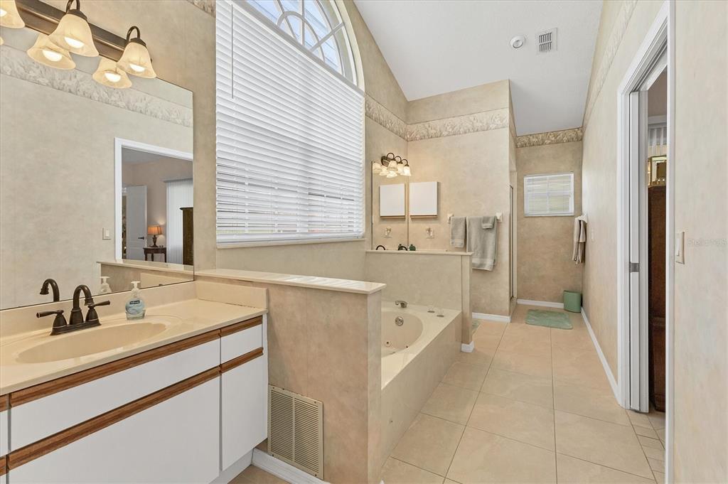 1412 Colony Place Venice, FL 34292 - Photo 28 of 55 a spacious bathroom with a sink a mirror and a shower