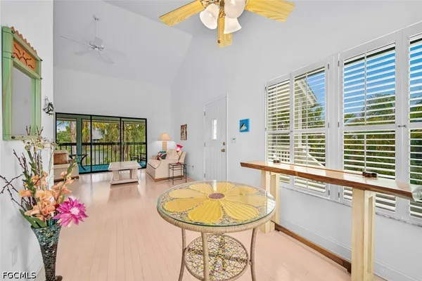 a view of a living room and a window