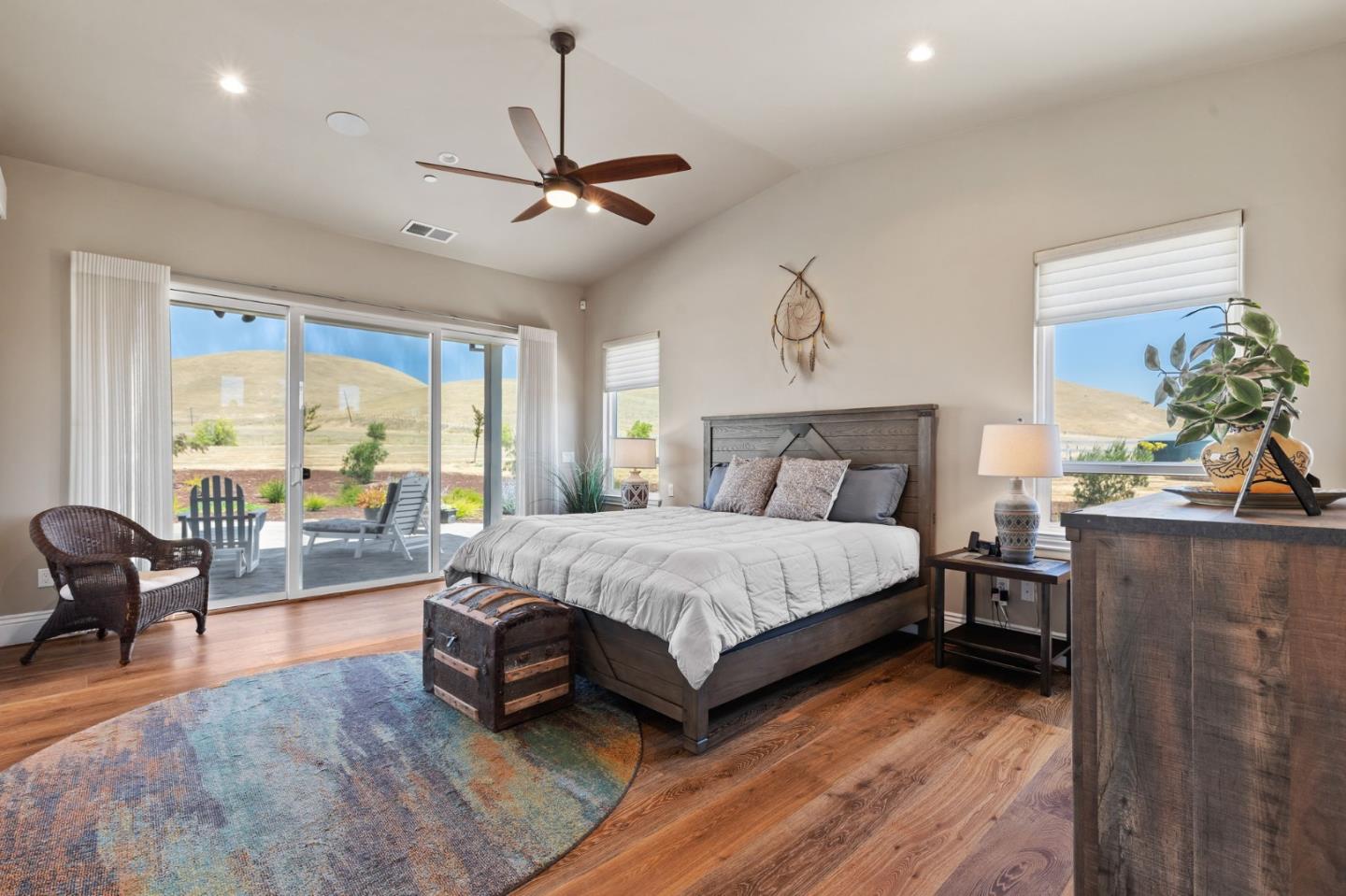 7251 Diablo Hills Road Tres Pinos, CA 95075 - Photo 25 of 60 a spacious bedroom with a bed and a large window