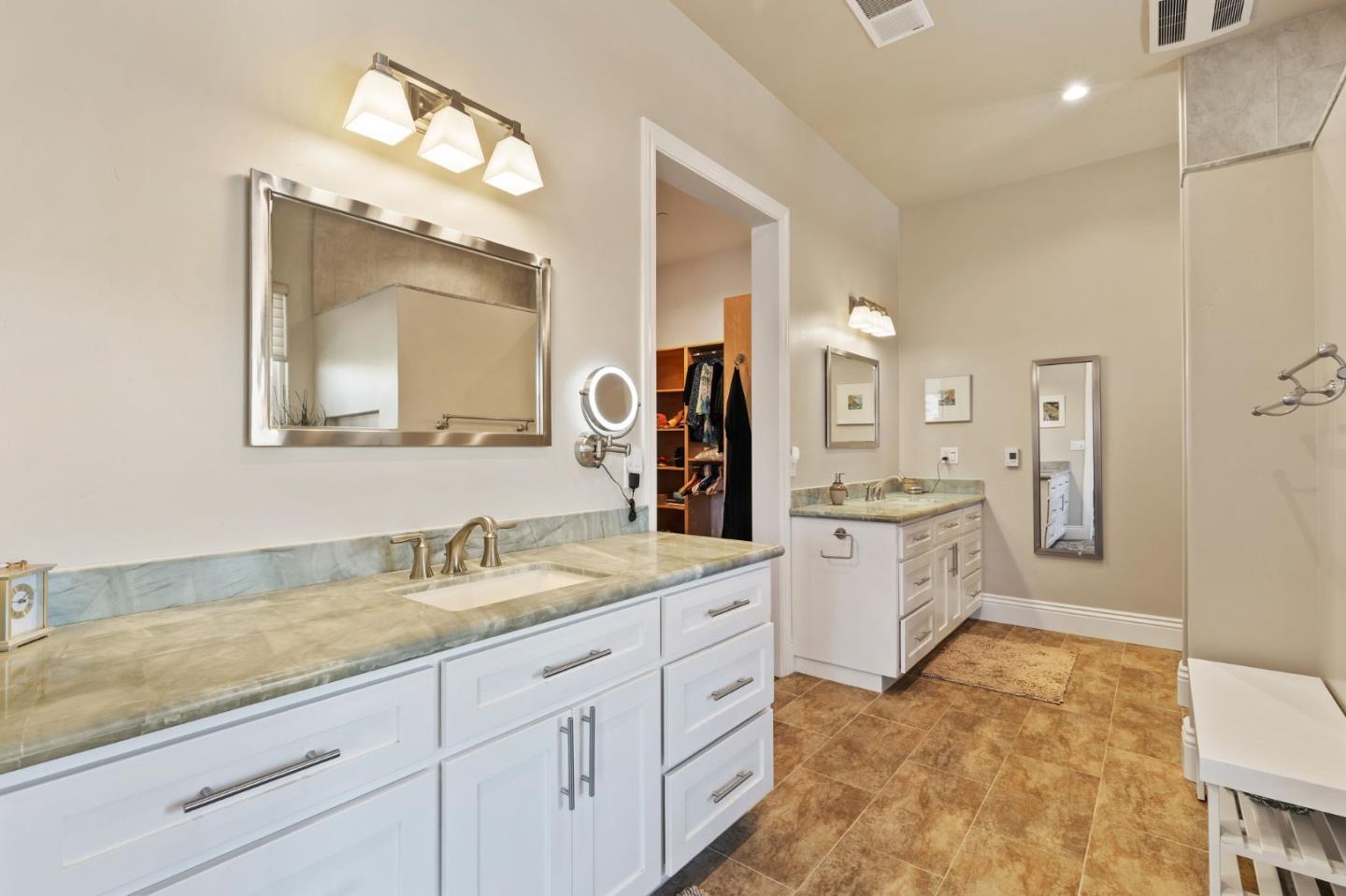 7251 Diablo Hills Road Tres Pinos, CA 95075 - Photo 27 of 60 a spacious bathroom with a granite countertop sink mirror and a