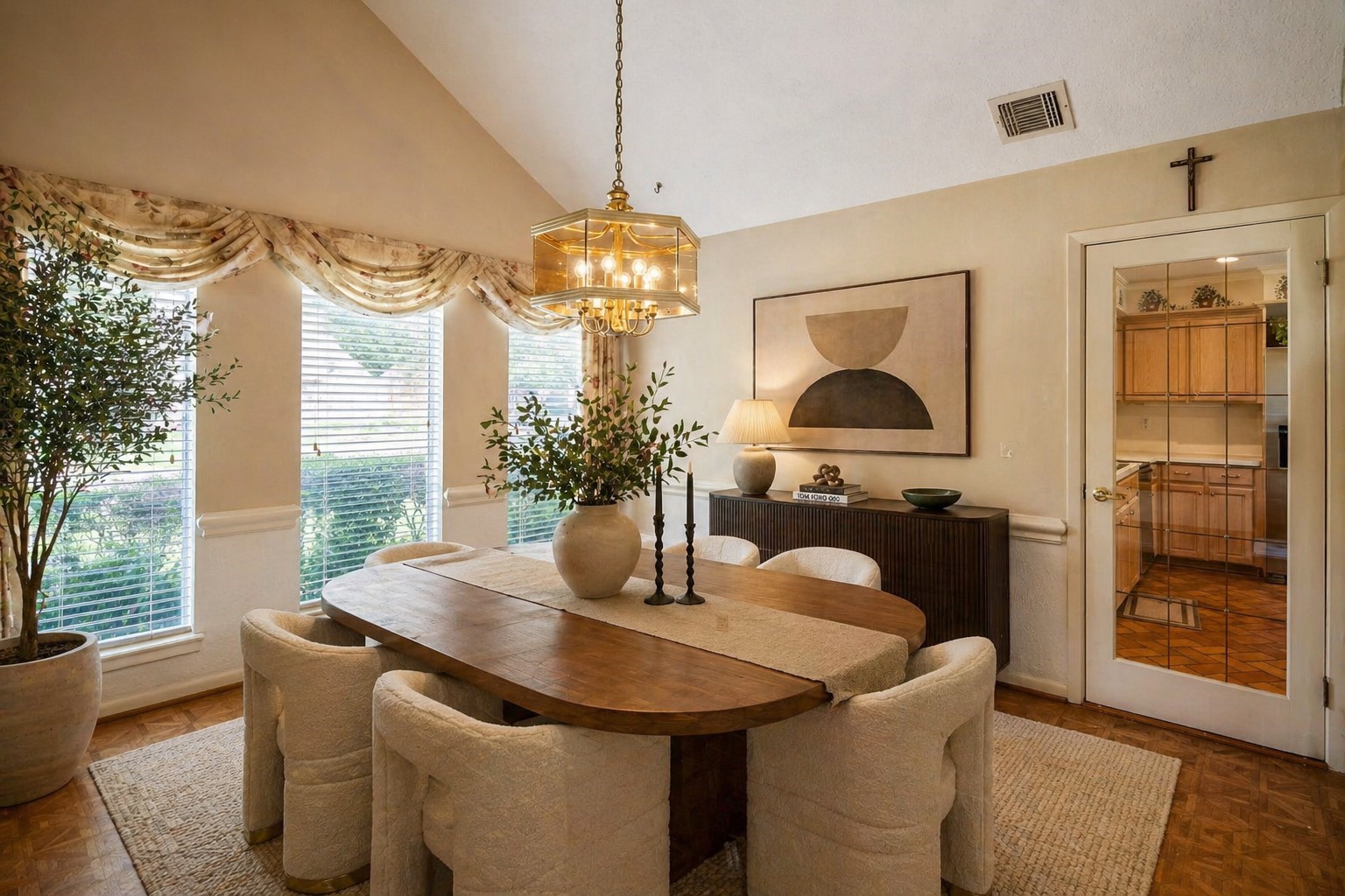 16606 Brendon Court Spring, TX 77379 - Photo 9 of 43 The formal dining room offers triple windows, crown molding, chair railing, an angled ceiling for architectural interest and leads to the kitchen, the dining room has been virtually staged.