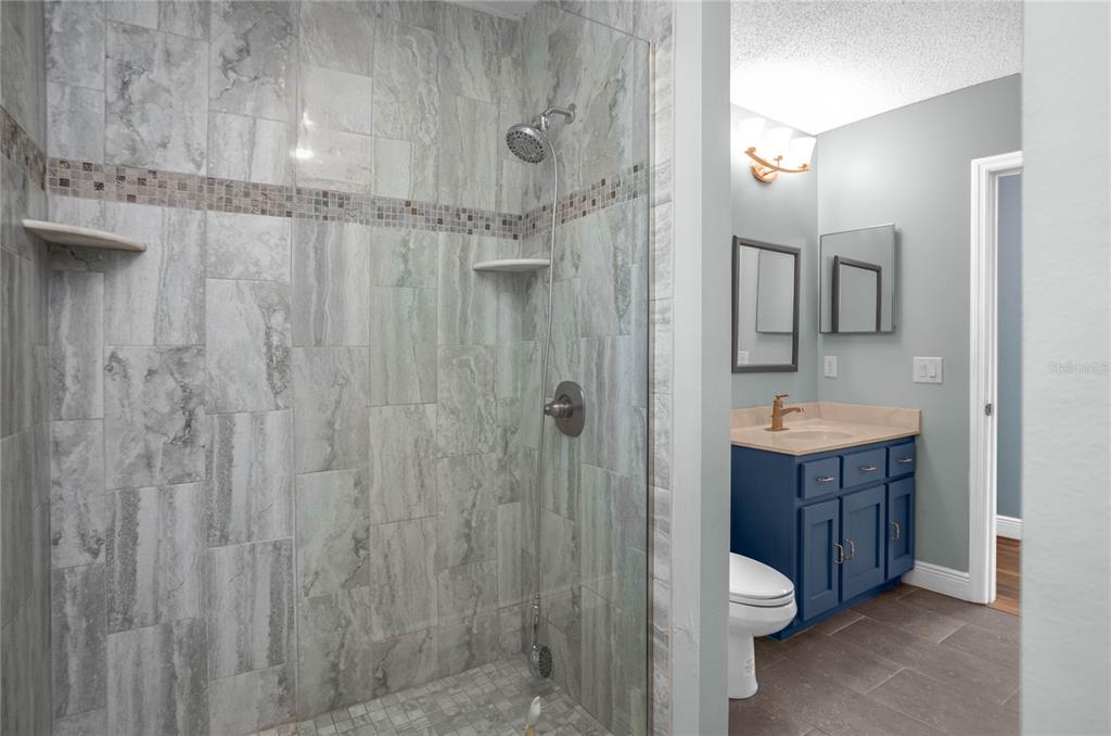 28330 Peterson Camp Road Brooksville, FL 34601 - Photo 11 of 60 a bathroom with a toilet a sink a vanity and mirror