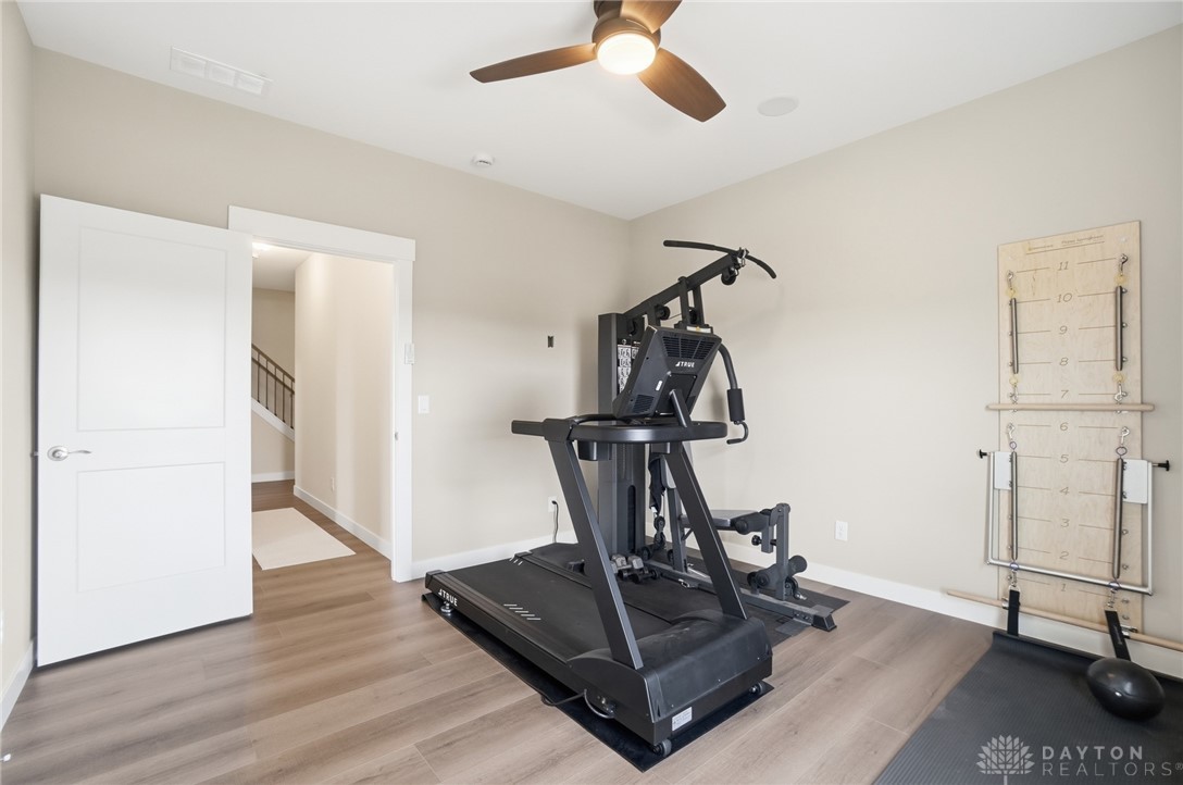 9364 Kenrick Road Dayton, OH 45458 - Photo 33 of 62 An inviting exercise room features durable flooring and a ceiling fan for comfortable workouts.