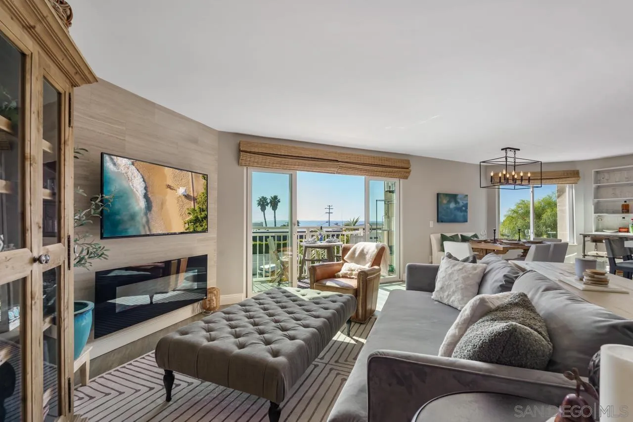 5366 La Jolla Boulevard, Unit 101C La Jolla, CA 92037 - Photo 24 of 41 a living room with furniture and a flat screen tv