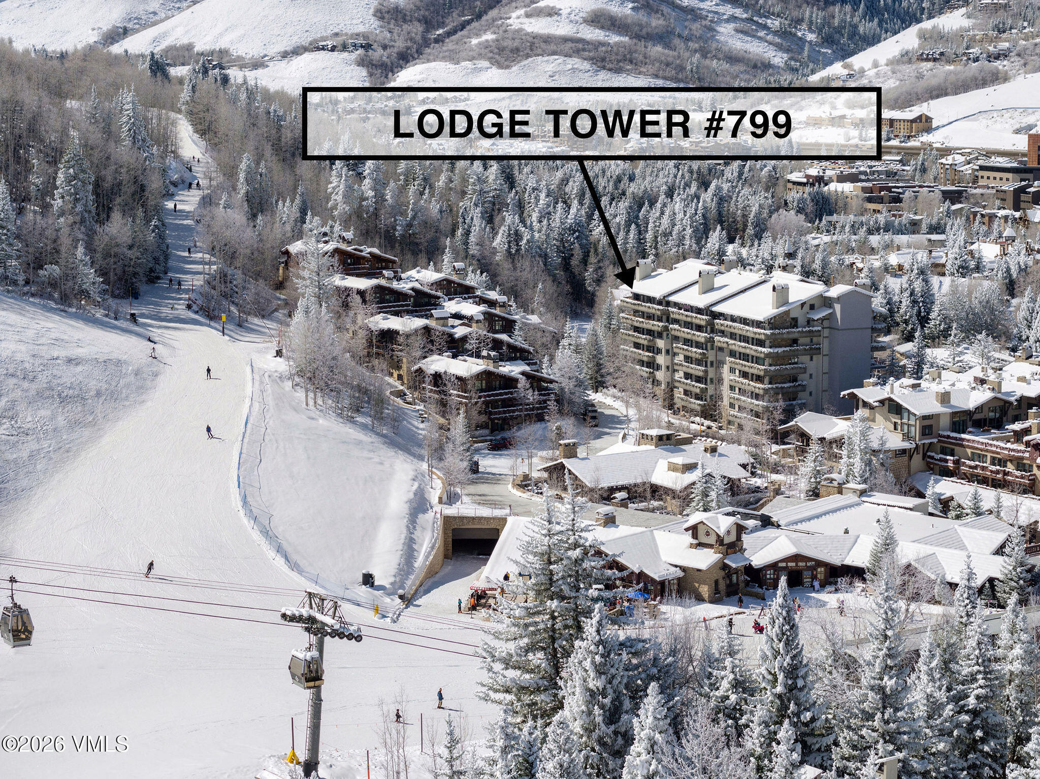 200 Vail Road, Unit 799 Vail, CO 81657 - Photo 26 of 32 2603_lodge_tower_799_aerial_f_snow_marke