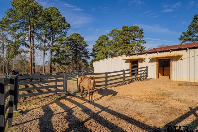 a view of a room with wooden walls