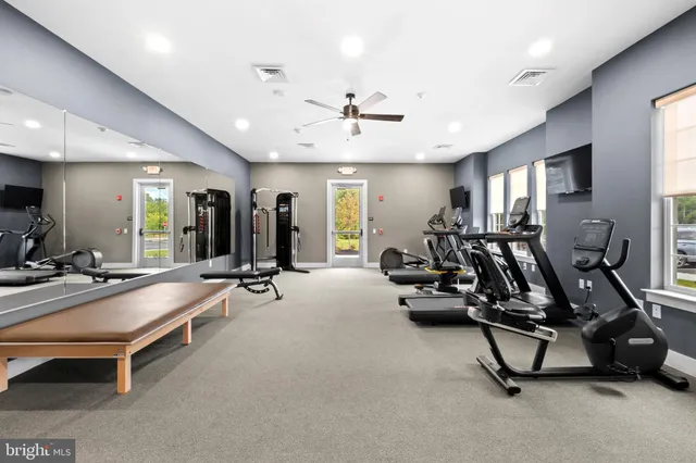 a view of a room with gym equipment