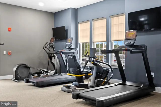 a view of a room with gym equipment