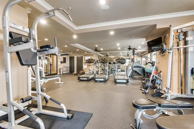 a view of a room with gym equipment