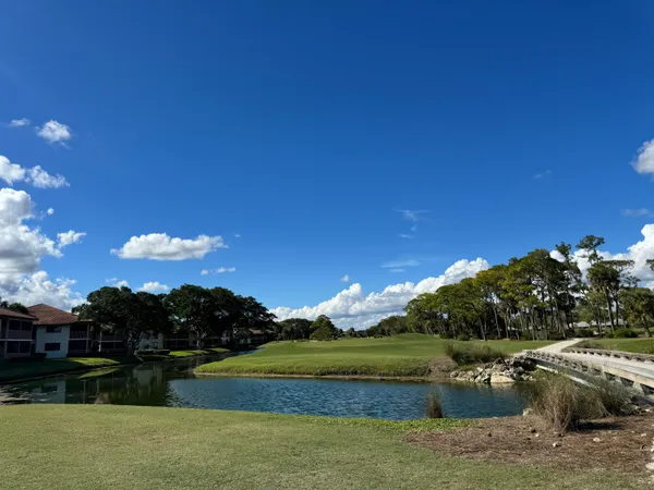 a view of a lake with outdoor space
