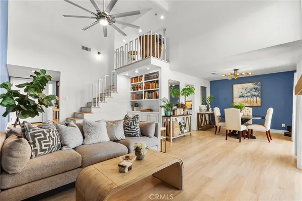 a living room with furniture