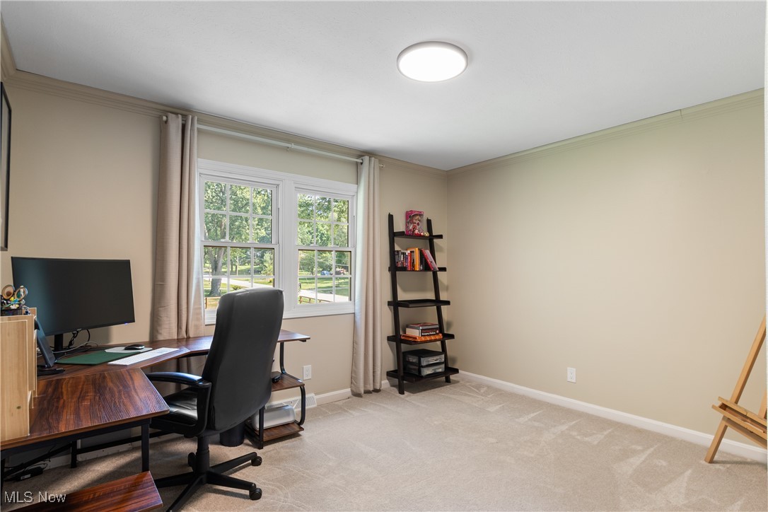 4401 Conestoga Trail Akron, OH 44321 - Photo 23 of 35 Office area featuring light colored carpet and crown molding
