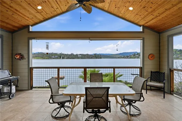 a view of a lake from a yard