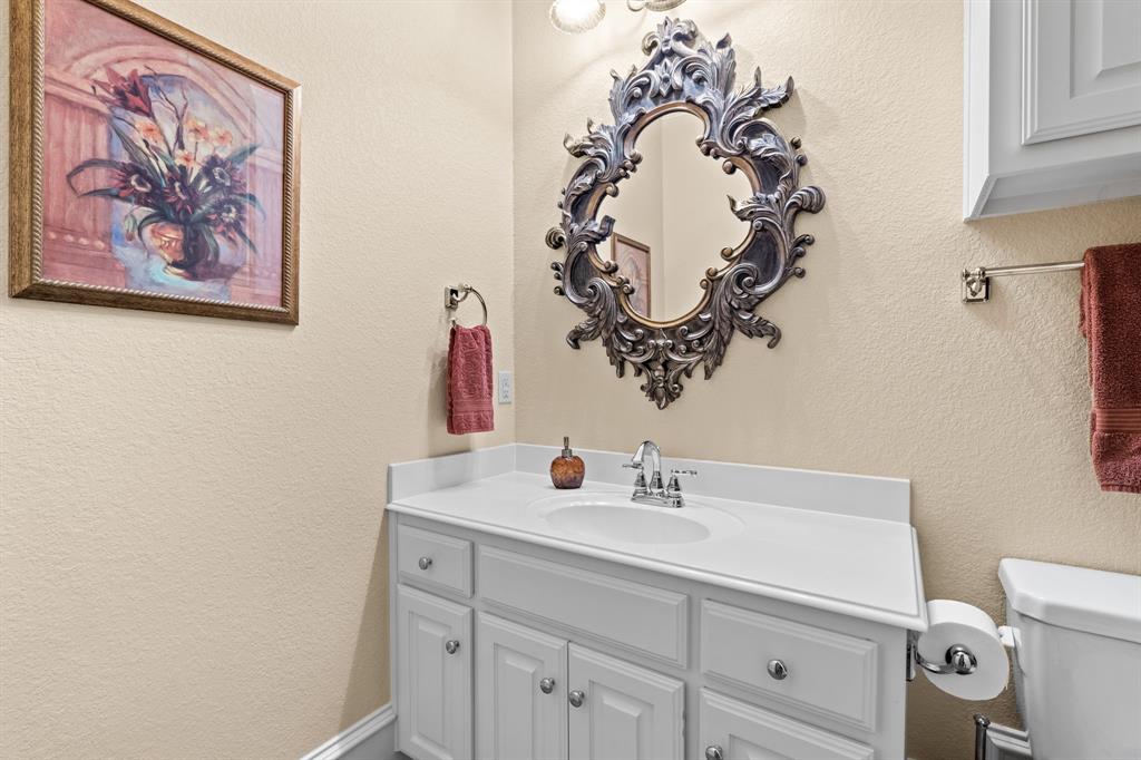 10072 Bluffview Circle Pilot Point, TX 76258 - Photo 10 of 38 Half bath with a textured wall and vanity