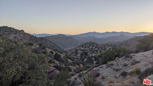 a view of mountains in middle of forest
