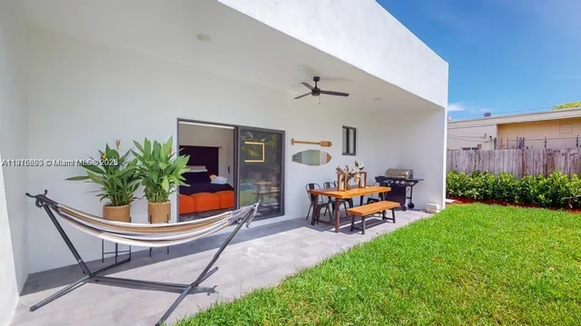 a outdoor space with furniture