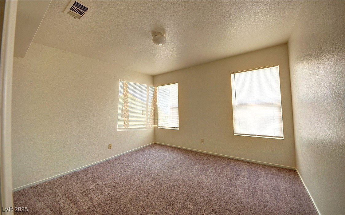 8332 Monico Valley Court Las Vegas, NV 89128 - Photo 9 of 14 Carpeted spare room featuring a textured wall, a textured ceiling, and healthy amount of natural light