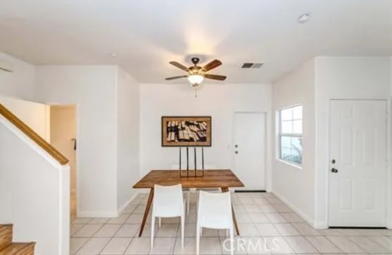 a view of an entryway with a chandelier