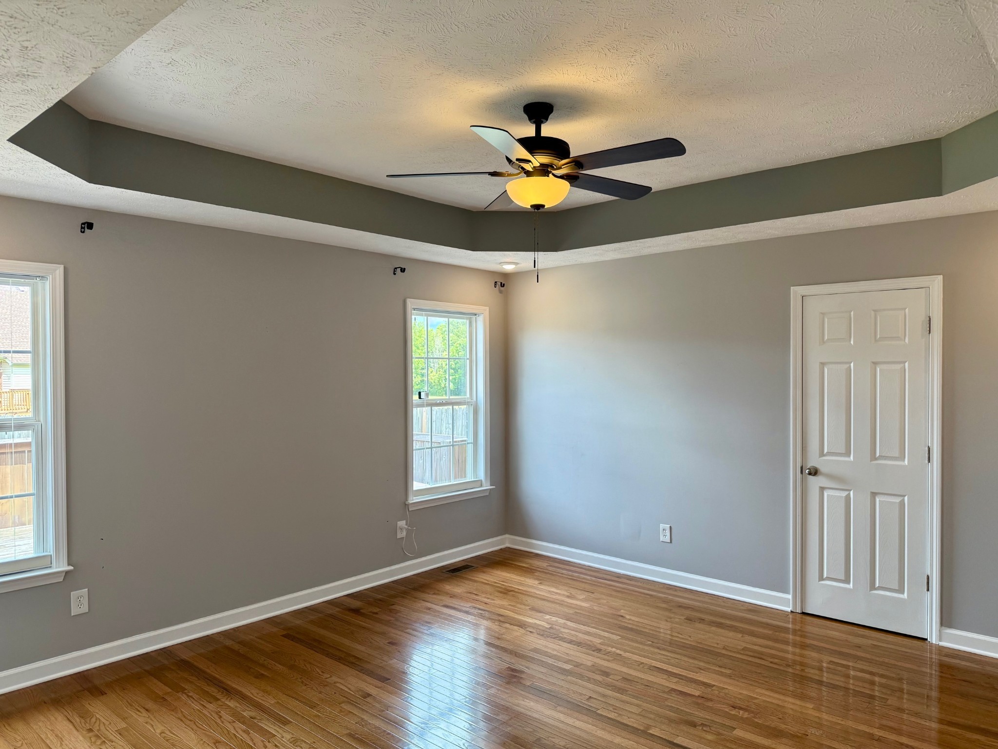 526 Stetson Court Murfreesboro, TN 37128 - Photo 10 of 26 an empty room with wooden floor chandelier fan and windows