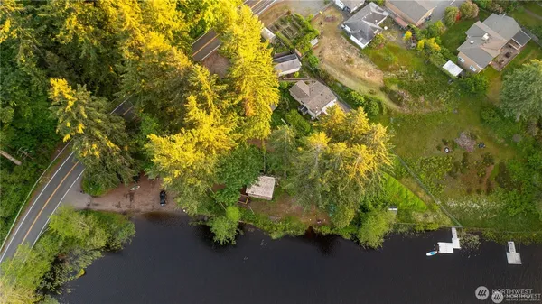 an aerial view of a residential houses