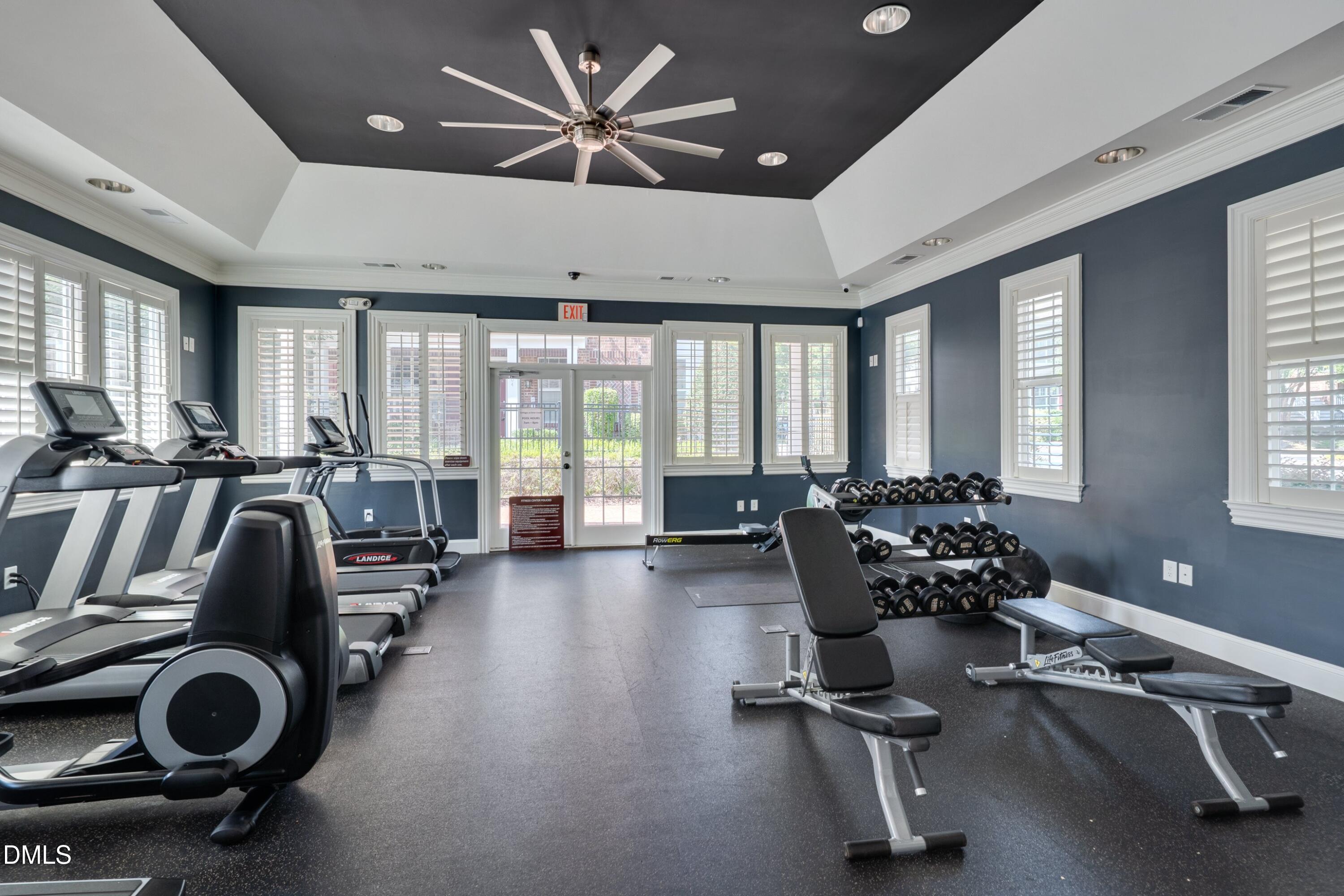 10330 Sablewood Drive, Unit 104 Raleigh, NC 27617 - Photo 29 of 39 a view of a room with gym equipment