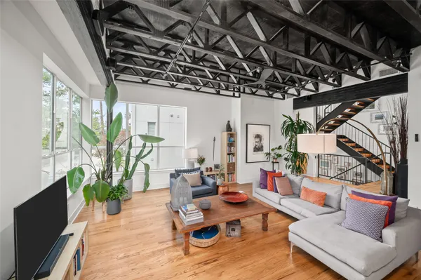 a living room with furniture