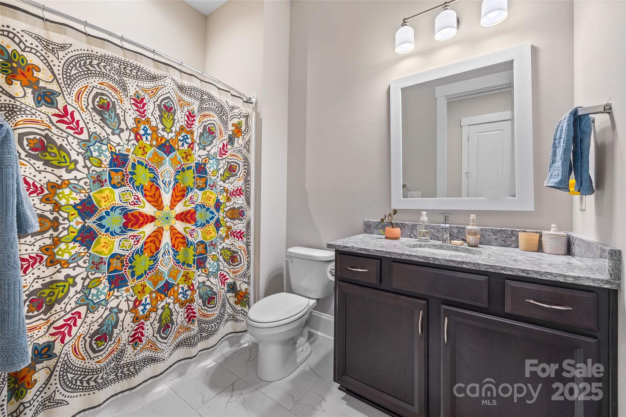 280 Auburn View Road Rock Hill, SC 29730 - Photo 27 of 48 a bathroom with a sink toilet and shower curtain