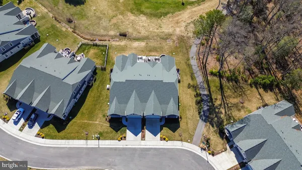 an aerial view of a highlighted house