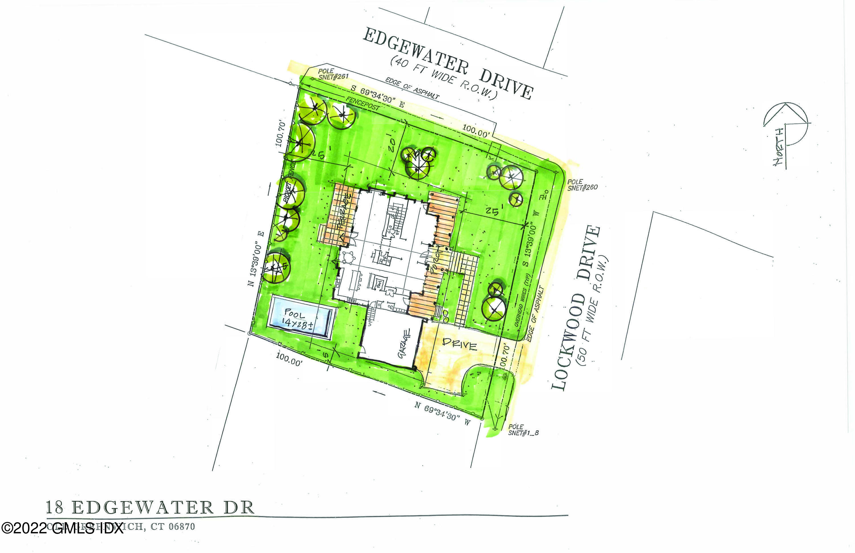 18 Edgewater Drive Old Greenwich, CT 06870 - Photo 2 of 6 a street sign on a wall next to a white wall